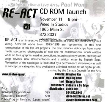 Re-Act CD ROM Launch poster