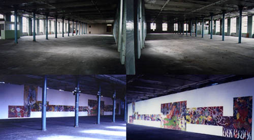 The warehouse before and after
